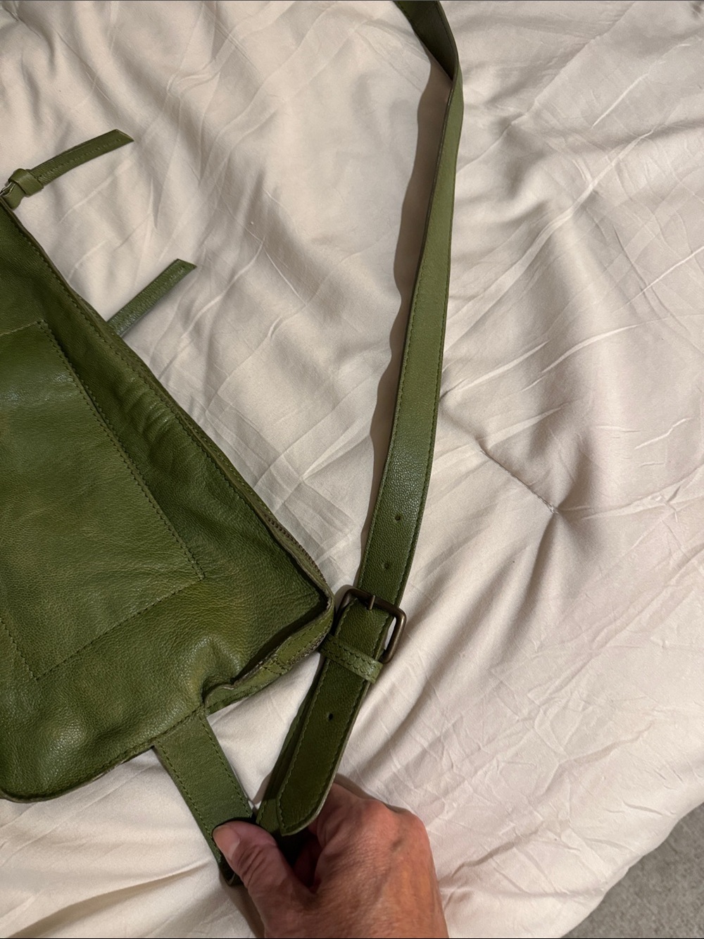 Free People Olive Green Leather Sling Bag - Picture 3 of 4